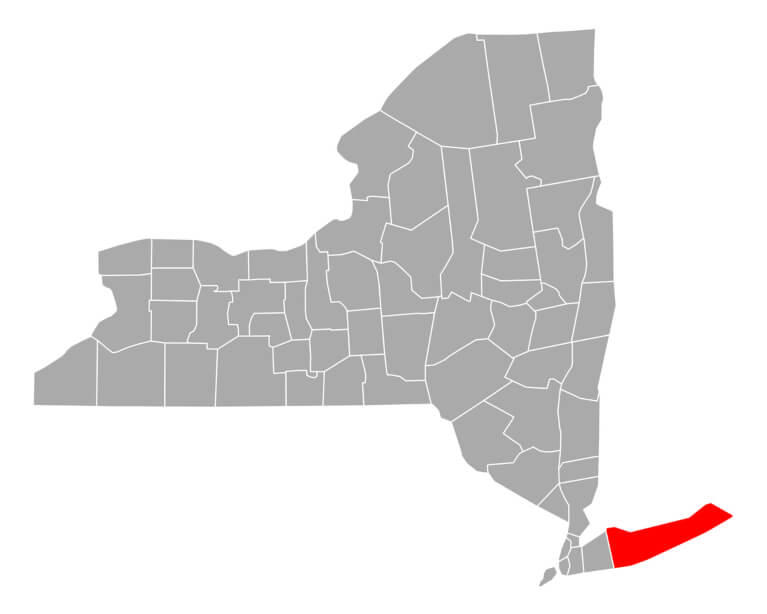 Map showing Suffolk County, NY