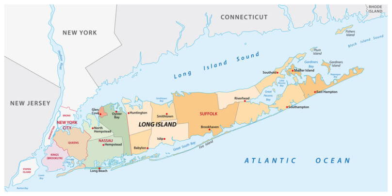 Map of Long Island.